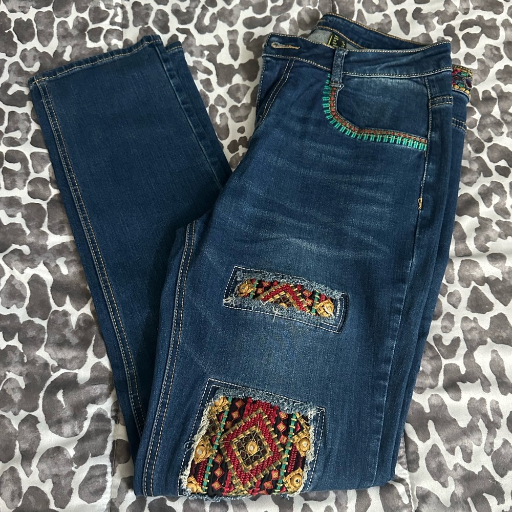Cartise denim bohemian patchwork jeans sz 8